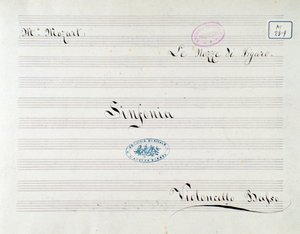 Första sidan av partitur för cello i Le nozze di Figaro, opera av Mozart (1800-talet) av Unknown artist