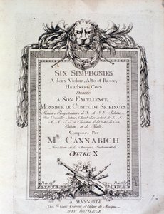 Första sidan av noterna till symfonin nr. 3 av Christian Cannabich av Unknown artist