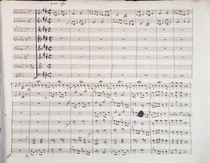 Första sidan av partituren till den sjätte symfonin av Luigi Boccherini av Unknown artist