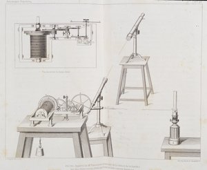 Fizeaus apparat för att mäta ljusets hastighet - i "" Populär astronomi"" av Francois Arago, Paris, Cide Publisher av Unknown artist