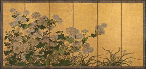 Blommor: krysantemum, pioner, etc av Unknown artist