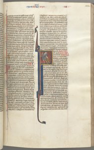 Fol. 112r, Kung II, historiserat initialt F, halshuggning av amalekiterna av Unknown artist