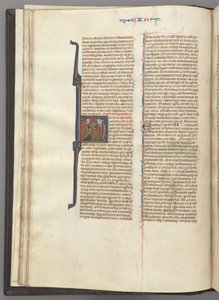 Fol. 20v, Exodus, historiserad initial H, Moses och två följeslagare med lagens tavlor av Unknown artist
