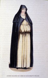 Tidigare nunna av St. Brigitte av Irlands orden. Gravyr från ett album på religiösa beställningar, Paris av Unknown artist