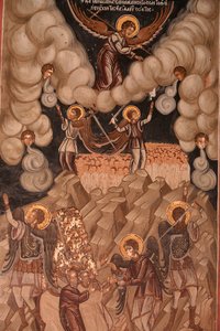 Fresko in der Kirche des Koutloumousiou-Klosters, Berg Athos, Griechenland, 2006