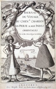 Frontispice av "" Dagbok över riddaren Chardins resa, Persien och Ostindien, vid Svarta havet och kolkiden""" av Unknown artist
