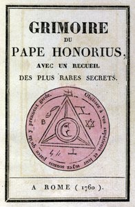 Frontispice av påven Honorius grimoire brukade tillkalla demoner. av Unknown artist