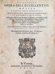 Frontispice of Toscanello i musik av Pietro Aron av Unknown artist