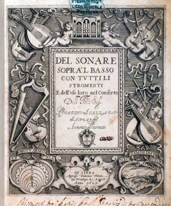 Frontispice of del sonare sopra il basso av Agostino Agazzari av Unknown artist