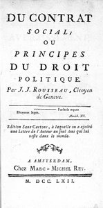 Frontispice of the Social Contract or Principles of Political Law av Jean Jacques Rousseau (1712-1778), tryckt i Amsterdam 1762 av Unknown artist
