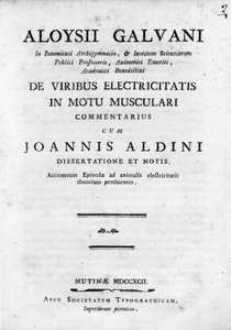 Frontispice av ""De Viribus Electricitatis in Motu Musculari Commentarius""" En avhandling om cirkulationen av elektricitet i djurens muskler, av Luigi Galvani, italiensk fysiker av Unknown artist
