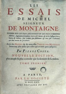 Frontispice av "" Les essäer "" av den franske författaren och humanisten Michel de Montaigne (1533-1592). 1725 Barcelona. Biblioteca de Catalunya av Unknown artist