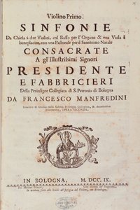 Frontispice av musik från Sinfonia da chiesa och två violiner av Francesco Manfredini av Unknown artist