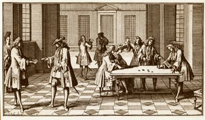 Spelrum på 1700-talet - Gravyr av Sebastien Le Clerc i "Essay d