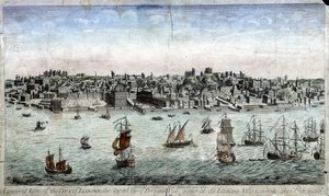 Översikt över Lissabon, Portugals huvudstad - gravyr av Unknown artist