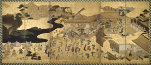 Genrescener (Fūzoku byōbu) av Unknown artist