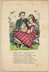 Milda barn som söta fåglar (valentin) av Unknown artist