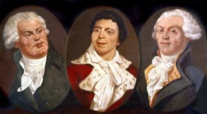 Georges Jacques Danton, Jean Paul Marat och Maximilien de Robespierre, tre huvudfigurer i franska revolutionen av Unknown artist