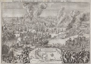 Glorious Expedition of the English and Dutch to Vigos (Amiral Rookes Victory off Vigo, 12 oktober 1702) av Unknown artist