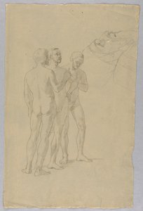 Grupp av tre manliga nakenbilder av Unknown artist