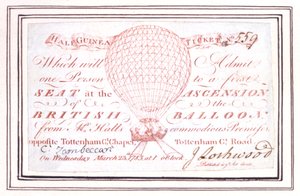 Halvguineabiljett för ballonguppstigning på Tottenham Court Road, London, 23 mars 1785 av Unknown artist