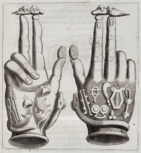 Händer i "Mensae Isiaca" (tal av gudarnas stora moder, hennes sigill, hennes juveler och amuletter och några av hennes figurer) av Unknown artist