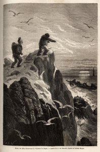 Hans, en jägare som hade följt med doktorerna Hayes och Kane på en tidigare arktisk expedition, innan han övergav dem för att bosätta sig i en by i Eskimau, signalerar Hayes skepp i hopp om att bli repatrierad 1860. Gravyr för att illustrera resan till det av Unknown artist