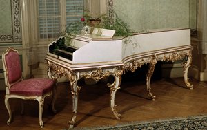 Cembalo av den österrikiska kompositören Wolfgang Amadeus Mozart (1756-1791) (cembalo av den österrikiska kompositören Mozart) Prag från 1700-talet, Mozarts museum av Unknown artist
