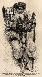 Hindu lovade att bära en stor cirkel av järn runt hans hals. Gravyr för att illustrera resan i Indiens meridionalprovinser, av Alfred Grandidier, 1862-1864, publicerad i "" le tour du monde", under ledning av D