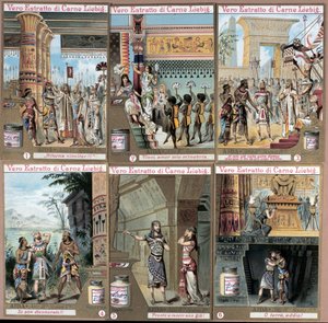 Illustration till operan "" Aida" av den italienske kompositören Giuseppe Verdi (1813-1901). kromolitografi från slutet av 1800-talet. av Unknown artist