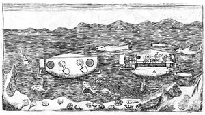 Illustration av slutet av 1700-talet om hur man navigerar under vatten i "" Ny avhandling om den sanna rätningen av cirkeln mätt exakt med diametern, användbar för trigonometri ... Med en avhandling om hur man navigerar under vattnet, i av Unknown artist
