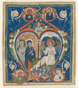 Initial A [ngelus Domini descendit] från en antifonarie: The Three Marys at the Tomb av Unknown artist