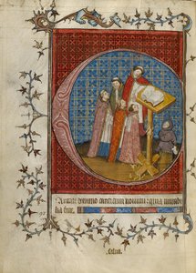 Initial C: Kleriker som sjunger ur en körbok av Unknown artist