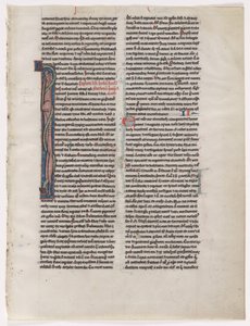 Initial I: Entwined Beast and Serpent: Leaf from a Bible (2 av 2 utskurna löv) av Unknown artist