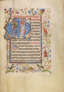 Initial M: En ängel överlämnar en själ till Kristus som domare av Unknown artist