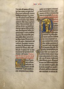 Initial P: Sankt Paulus ger en bok till en budbärare av Unknown artist
