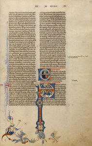 Initial P: Sankt Paulus ger ett brev till en budbärare av Unknown artist