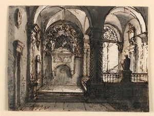 Interiör av kyrklig byggnad av Unknown artist