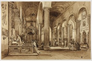 Interiör från en katedral i södra Italien av Unknown artist