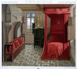Interiör av ett hus på 1400- och 1500-talet. I ”Le costume historique av A. Racinet av Unknown artist