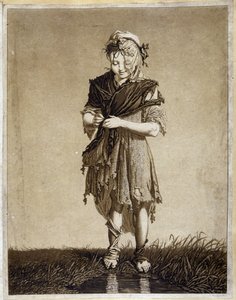 Irländsk flicka - gravyr av Unknown artist