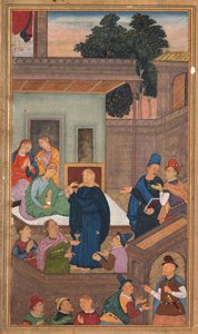 Jesus uppväcker Jairus dotter från de döda, från en spegel av helighet (Mir’at al-quds) av fader Jerome Xavier av Unknown artist