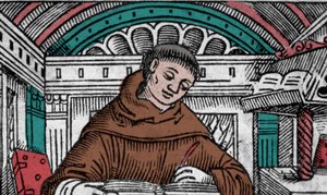 John Duns Scotus (1265? -1308), kallar också Jean Duns Scott eller Jean Duns Scot, franciskanerfilosof. Gravyr av 1500-talet av Unknown artist