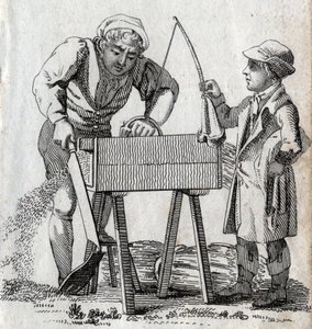 Snickare och lärling. Gravyr sent 1700-tal. Privat samling. av Unknown artist
