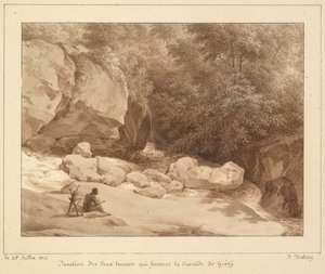 Kopplingen mellan de två strömmarna som bildar Cascade de Grésy av Unknown artist