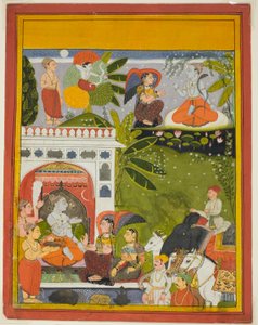 Kama skjuter en kärlekspil mot Shiva, från en kopia av sången om Gauri (Gita-Gauri) av Unknown artist