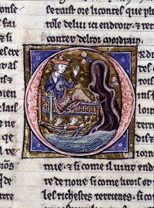 Kung Modreius. Manuskript: Erövringen av Saint Gréal, skrivet 717 år efter vår herres passion. Bibliotheque Municipale de Rennes, ms. 255 (Samling av romaner av det runda bordet); Paris av Unknown artist