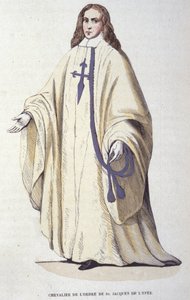 Riddare av Sankt Jakobs orden av Svärd, militärordning grundad i Spanien 1170. Gravyr från 1800-talet. av Unknown artist