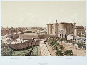 Bastiljen 1740 (fängelset) - i "Paris genom tiderna", sent 1800-tal av Unknown artist