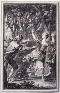 La Clochette- i ""Berättelser och noveller på vers"" av Jean La Fontaine. 1762. av Unknown artist